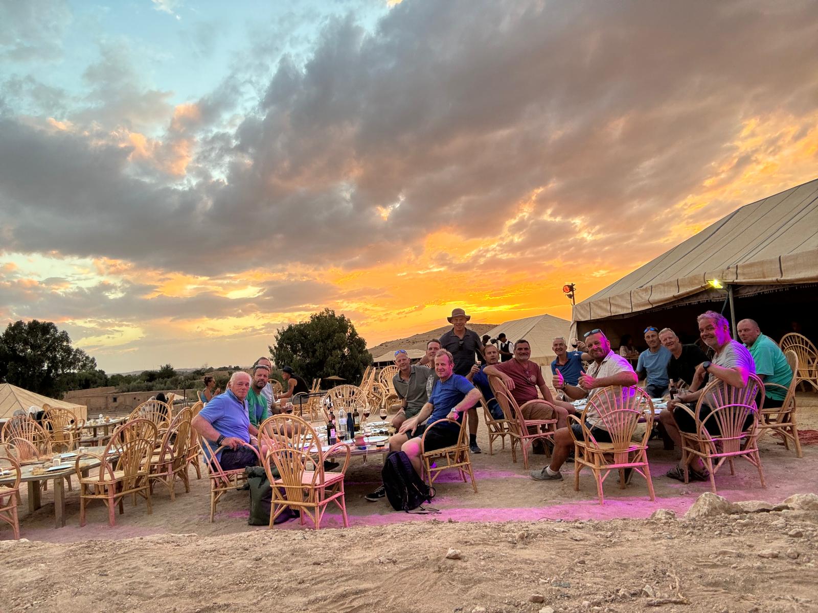 Dinner outdoors beneath a Marrakech sunset