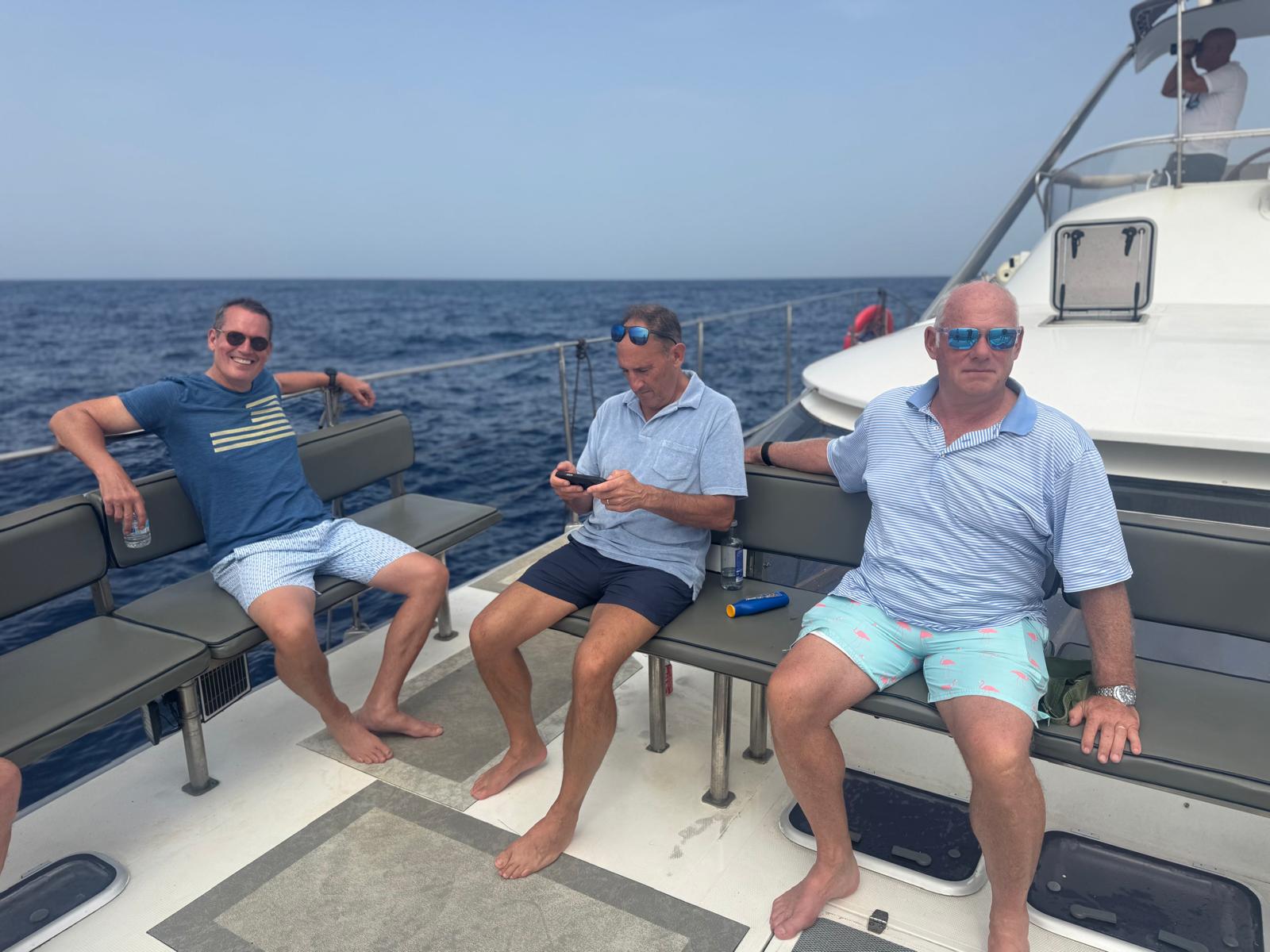 Three Reloaders relaxing on a boat